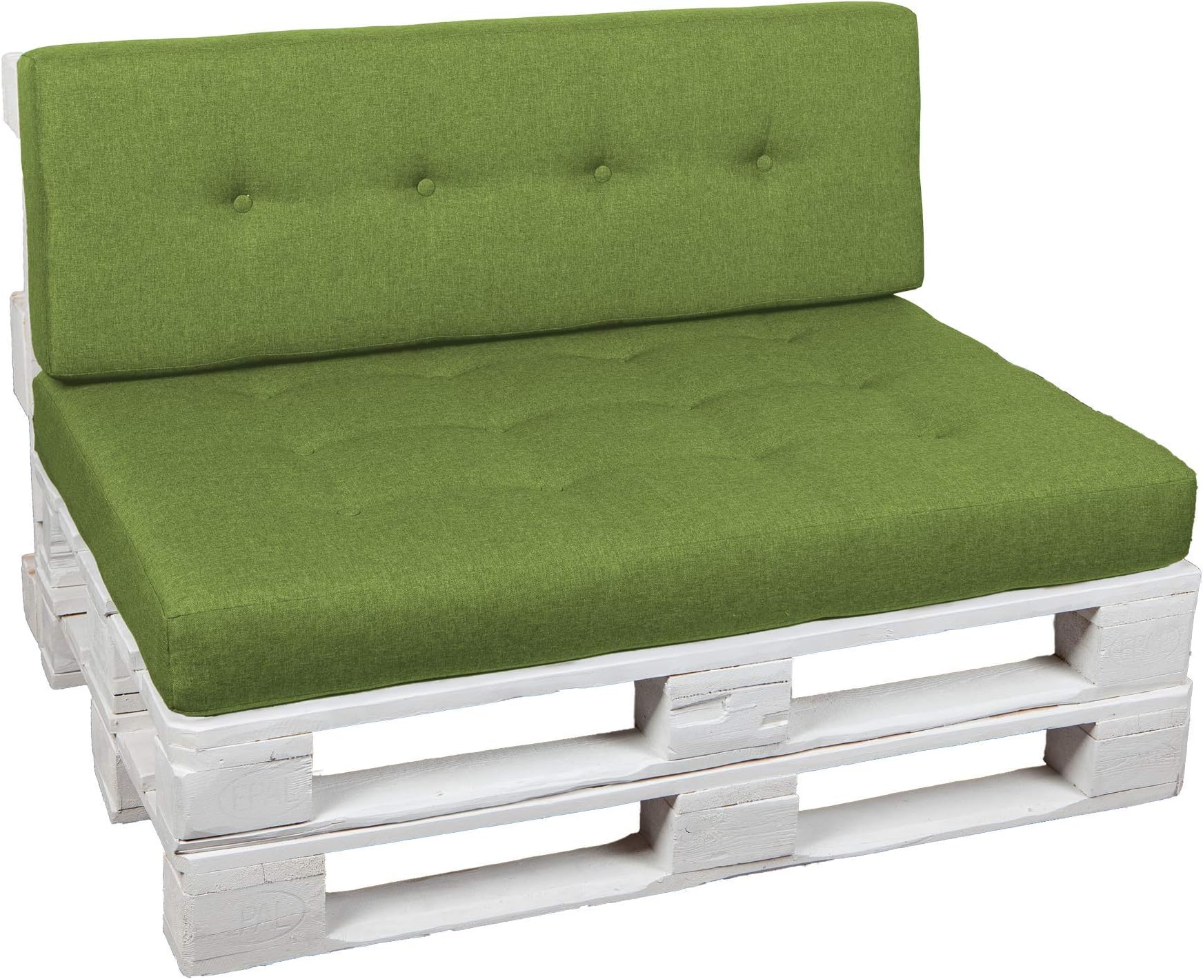 gutekissen Euro Pallet Cushions Furniture, Garden pillows, Rattan, Seat pad, Back pad PFG (Set (Seat pad 120x80 +Back pad 120x40), Lime)
