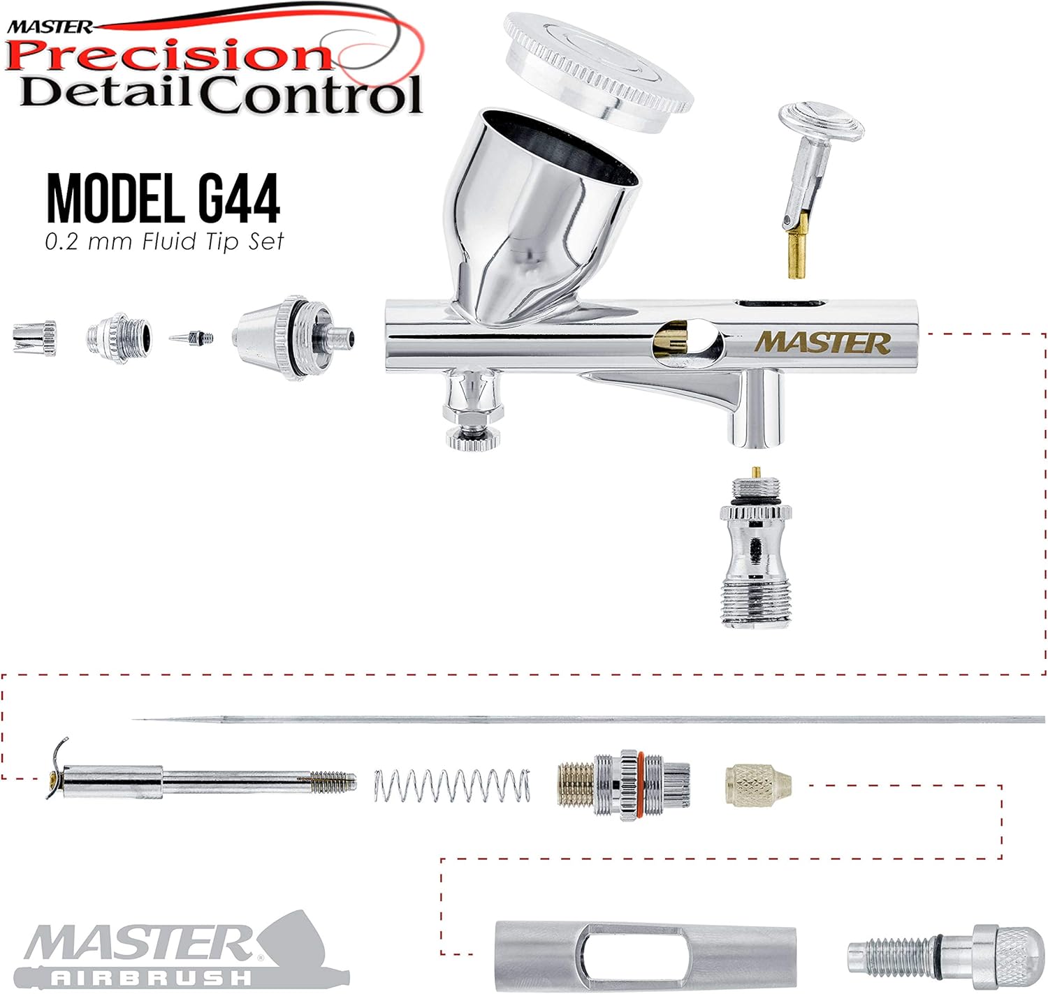 Master Airbrush Cool Runner II Dual Fan Air Storage Tank Compressor System Kit with a G44 Fine Detail Control 0.2mm Tip Airbrush, 24 Color Acrylic Paint Artist Set, Holders, Cleaning Pot, How-To Guide: Arts, Crafts & Sewing