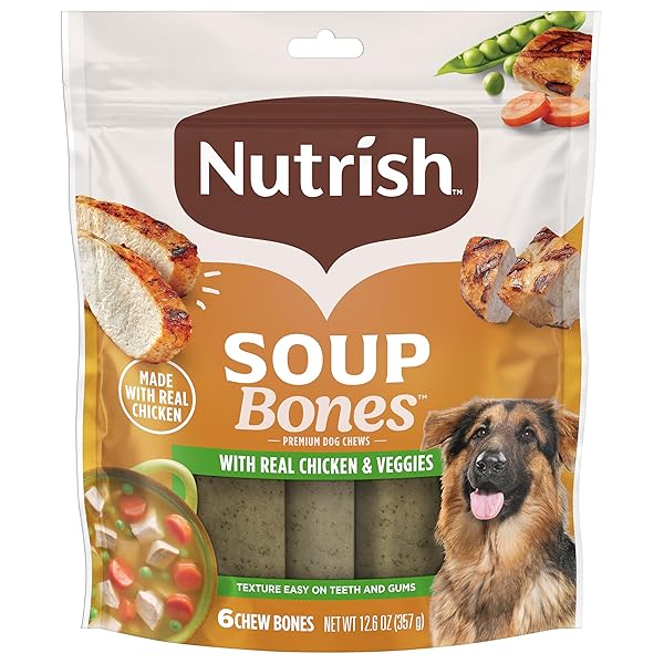 NUTRISH SOUP BONES PREMIUM DOG CHEWS WITH REAL CHICKEN AND VEGGIES, 6 CHEWS (RACHAEL RAY)