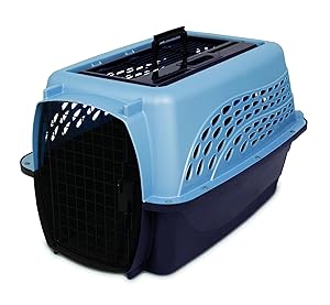 Petmate Two Door Top Load 24-Inch Pet Kennel, Metallic Pearl Ash Blue and Coffee Ground Bottom