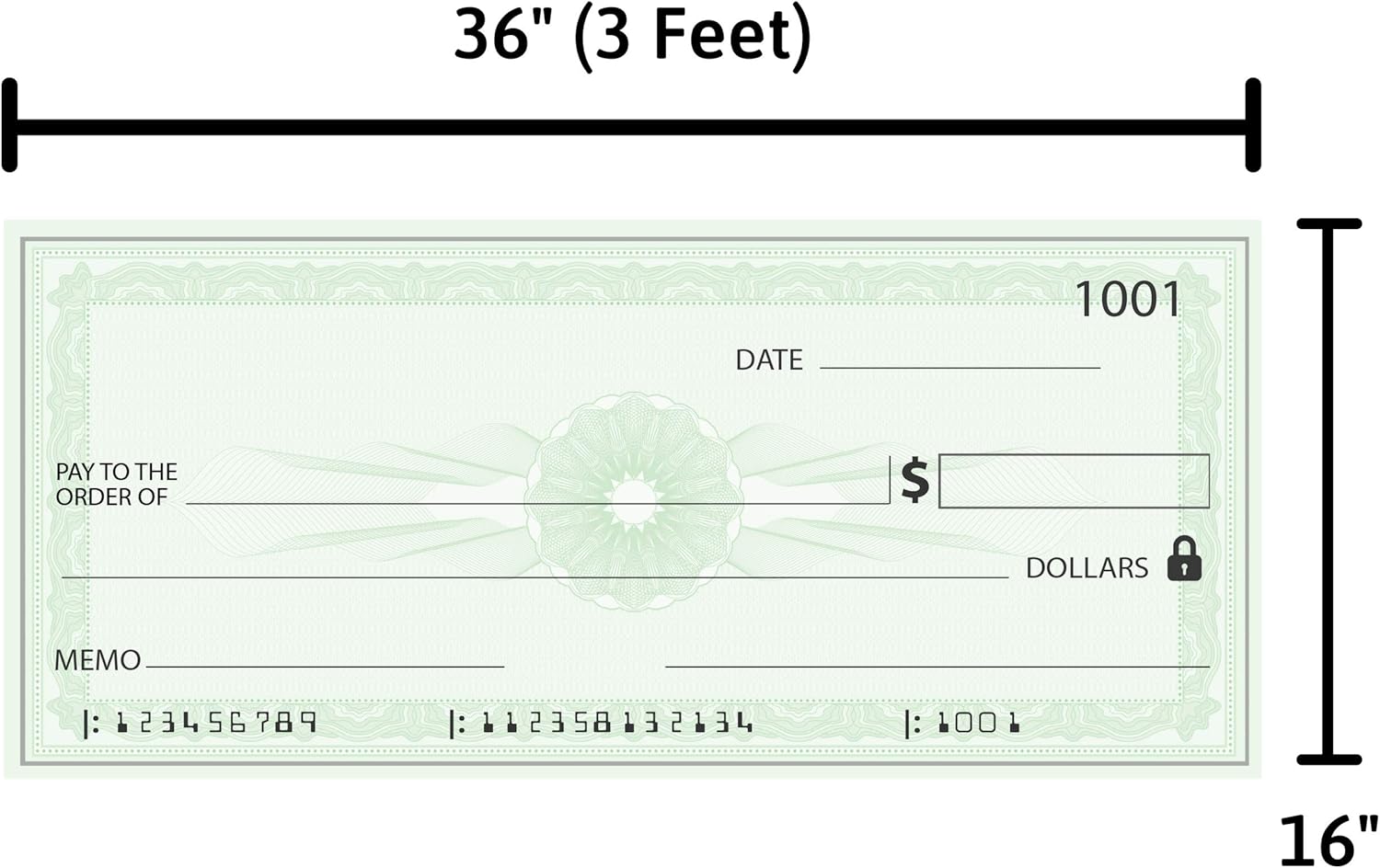 Giant Fake Presentation Check | Oversized Dry Erase Large Novelty Check for Awards, Prizes, Fundraisers, or Presentations | Realistic Design Reusable Jumbo Big Blank Gag Check by ORCA (36" x 16"): Everything Else