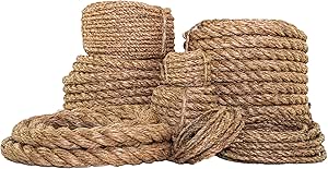 SGT KNOTS Twisted Manila Rope - Natural 3 Strand Fiber for Indoor and ...
