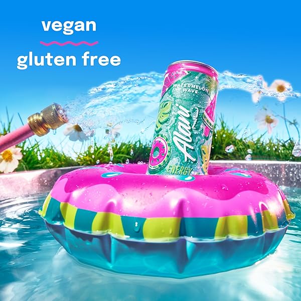 ALANI NU WATERMELON WAVE, SUGAR FREE, LOW CALORIE ENERGY DRINKS, 200MG CAFFEINE, BIOTIN, B VITAMINS, ZERO SUGAR, 10 CALORIES, 12 FL OZ CANS, 24 PACK