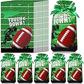 Pasimy 50 Pcs Football Party Favor Bags Football Goodie Candy Treat Bags Rugby Plastic Drawstring Gift Wrapping Package for Sports Themed Events Game Day Birthday Party Favors Supplies Decorations