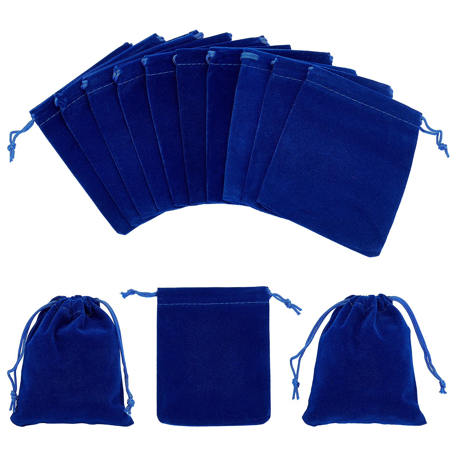 NBEADS 30 Pcs 12x10cm Velvet Drawstring Bags, Rectangle Gift Pouches, Jewelry Storage Bags Candy Bags Jewelry Pouches for Party Wedding Favors (Dark Blue)