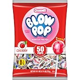 Charms Blow Pop Single Flavor Bag, Cherry, 50 Count (Pack of 1) | Individually Wrapped, Dual Candy and Gum Suckers, Bulk Treats for Kids and Adults, Peanut Free, Kosher, Gluten Free