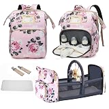 GurZinn Diaper Bag Backpack with Changing Station, Foldable for Bady Toddler, 3 in 1 Large Capacity Newborn Essentials Organizer with Stroller Hook for Girls and Boys(Pink)