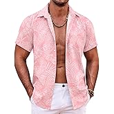 COOFANDY Mens Hawaiian Shirt Short Sleeve Button Down Shirts Tropical Summer Beach Shirts Casual Floral Aloha Shirts