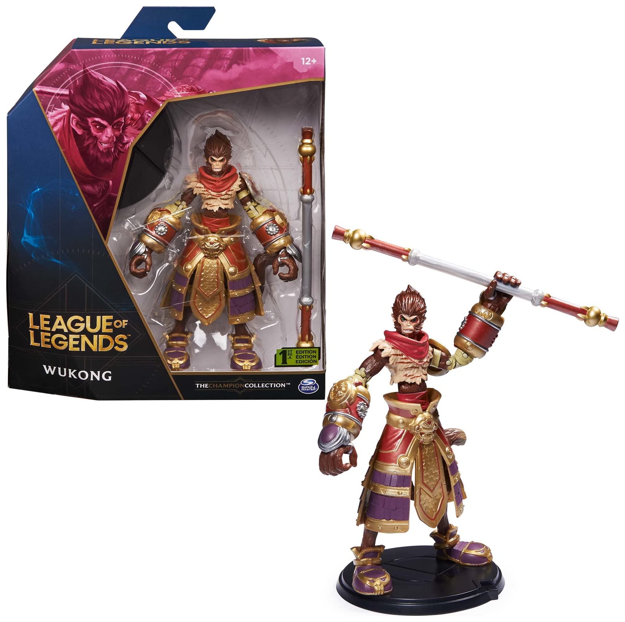 League of Legends, 6-Inch Wukong Collectible Figure with Premium Details and Enchanted Staff Accessory, Champion Collection, Ages 12 and Up