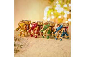 DESI FAVORS Bulk Elephant Tea Light Holder for Diya Diwali Decor | Goddess Ganesh Chaturthi| Decorative Candle Holder India Festivals, Diwali, Wedding, House Warming, Pooja | 2.7x2.7x3.9 Inch (Pack of 2)