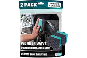 Chemical Guys Almohadilla aplicadora de abrillantador y apósito de neumáticos Wonder Wave Durafoam Contoured Large, Paquete de 2