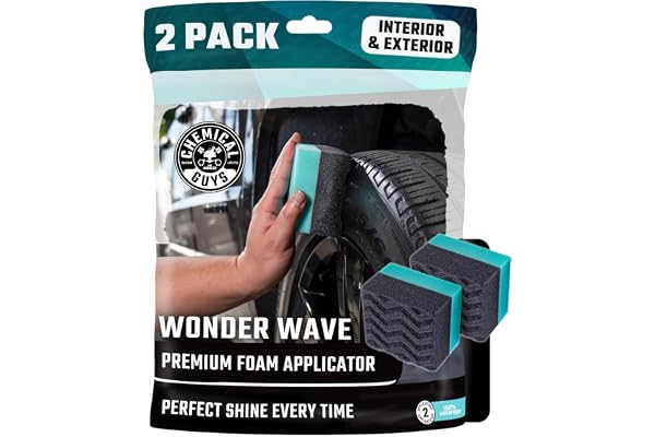 Chemical Guys Wonder Wave Durafoam Contoured Large Tire Shine & Dressing Applicator Pad, Pack of 2
