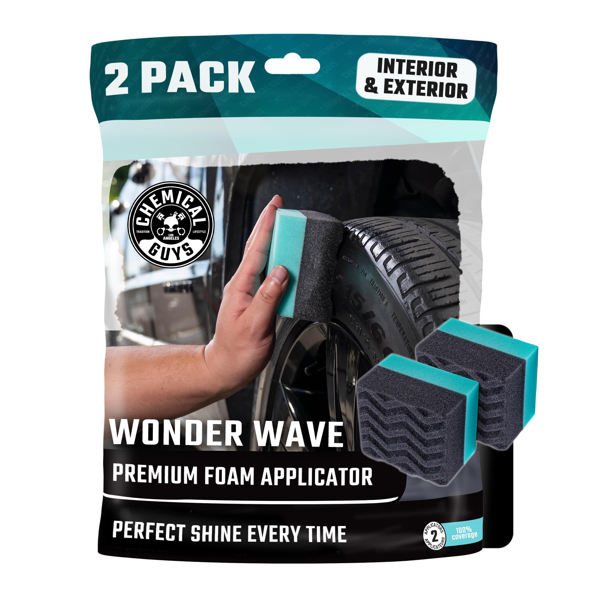 Chemical Guys, Wonder Wave Durafoam Tire Shine Applicator Foam Pads, 2 Pack