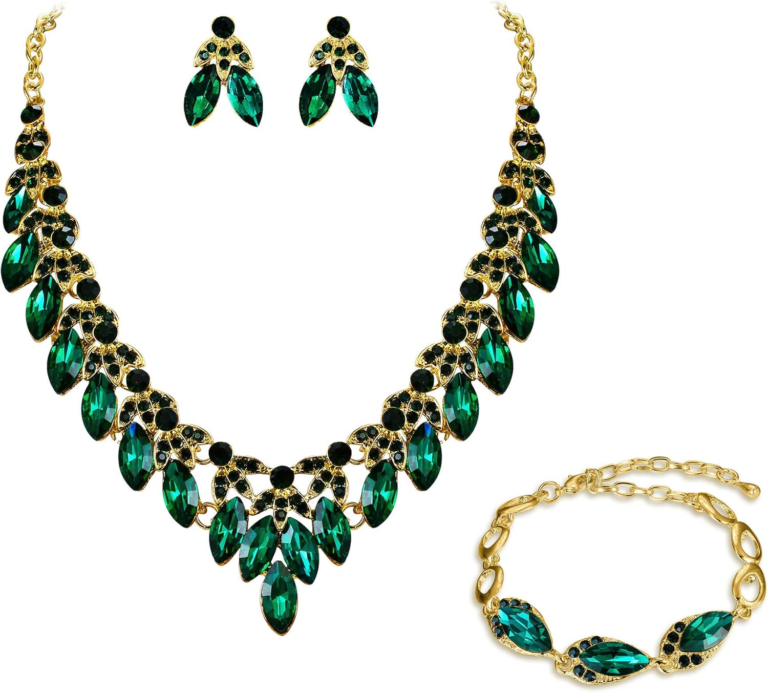 BriLove Women's Wedding Jewelry Set for Bridal Rhinestone