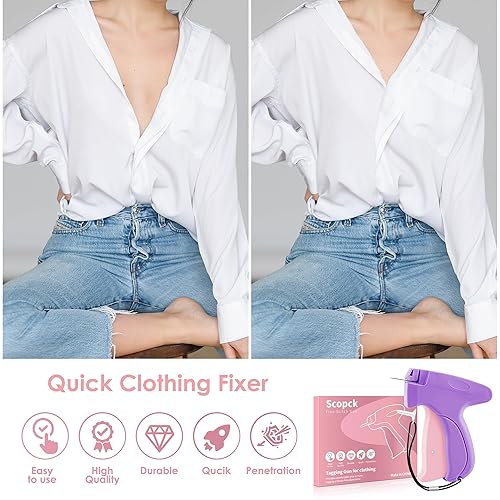 Stitch Gun Mini For Clothes Repair Kit - Includes 5000 Fasteners, 6 Needles, Hard Case (Purple) Tagging Gun With Fasteners