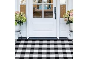 PSEUTIO Buffalo Plaid Rug 35.4x59 Inches Black and White Checkered Rug Washable Doormats Indoor Outdoor Rugs for Front Porch, Kitchen Entryway, Patio, Bathroom