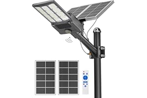 Gefolly SL-12000W Solar Street Light Outdoor 900000LM Wide Angle Commercial Parking Lot Lights Dusk to Dawn 6500K Flood Security Light IP67 Lamp for Basketball Court, Yard, Road