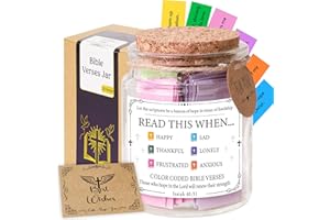 SOUTHLISA 92 Hand Folded Bible Verse Jar, Christian Gifts for Women, Men & Kids, Glass Jar with 92 Count Scripture Cards