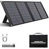 Apowking Portable Solar Panels 40W, Foldable Solar Panel Charger for 100-300W Portable Power Station, with Adjustable Kickstands, DC 18V Output, USB 3.0 and Type-C Ports for Camping Van RV Trip