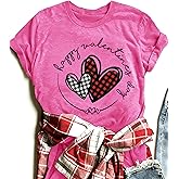 Love Heart Graphic Tees Cute Shirt Women Loose Fit Short Sleeve Top