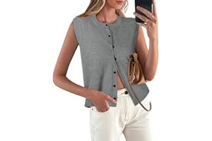 COCCKO Sweater Vest Women Crewneck Button Down Tank Tops Sleeveless Knit Cardigan Crop Tops 2025 Fashion Outfits