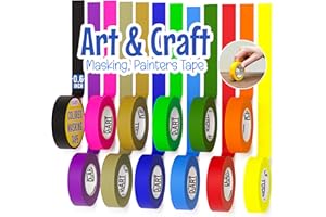 DEART 12 Pack Colored Masking Tape, 396 Ft x 0.6 inch Mini Colored Painters Tape for Arts & Crafts Labeling or Coding, Kids Art Supplies Color Tape Rolls, washi-scale Colorful Masking Tape, DIY Artist Tapes