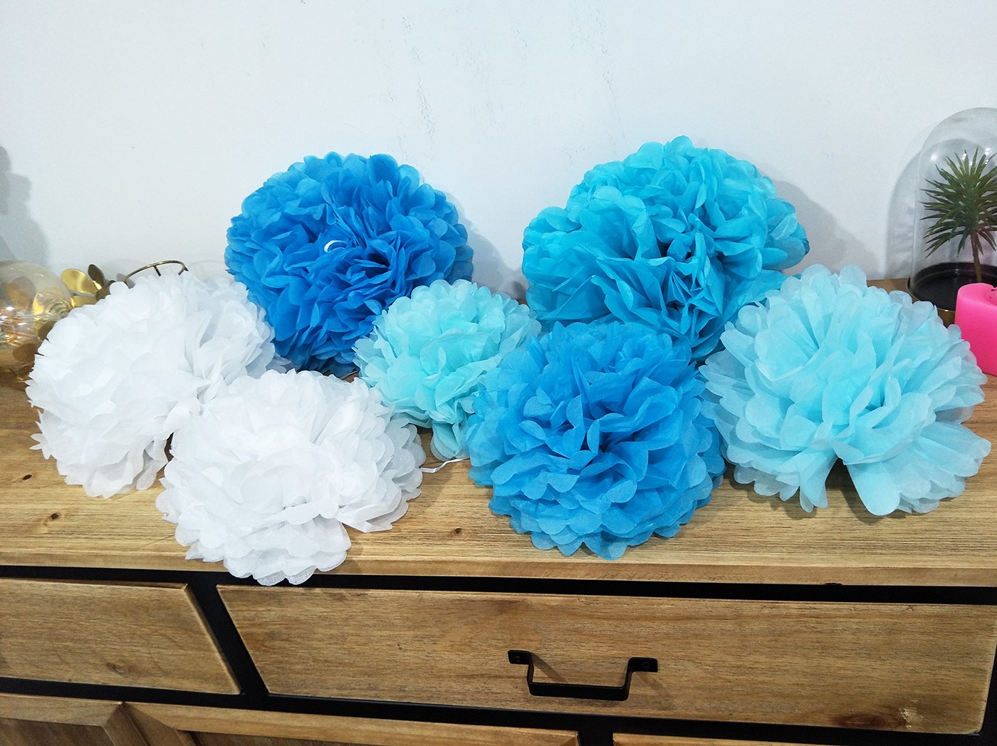 Birthday Party Decorations Baby Blue White Turquoise Blue Tissue