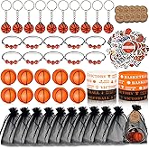 Silkchio Basketball Party Favors Sets, Basketball Theme Party Supplies 110pcs, Mini Fidget Spinner Keychains Silicone Wristbands Bracelet Basketball Stickers Set Bags for Birthday Party Decorations