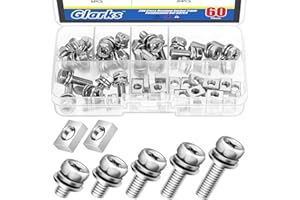 Glarks 60pcs M6 Motorcycle Battery Terminal Screws with Square Nuts Set Includes 30pcs 304 Stainless Steel Battery Bolt and N
