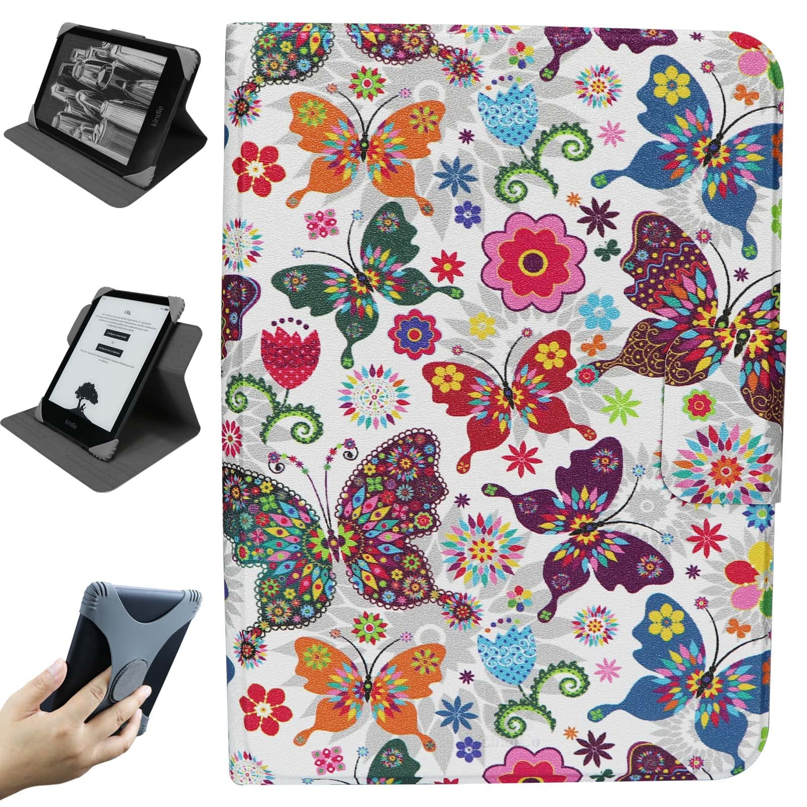 ZhaoCo Universal Detachable Case for 6'' New Kindle 2024/2022, Kobo Nia/Clara 2E / Clara HD, Lightweight Cover with Multiple Viewing Angles - Butterfly