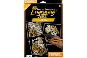Royal & Langnickel Foil Engraving Art Kit Value Pack 8.75"X11.5", Gold - Grizzly Bears, Rams & Wolves