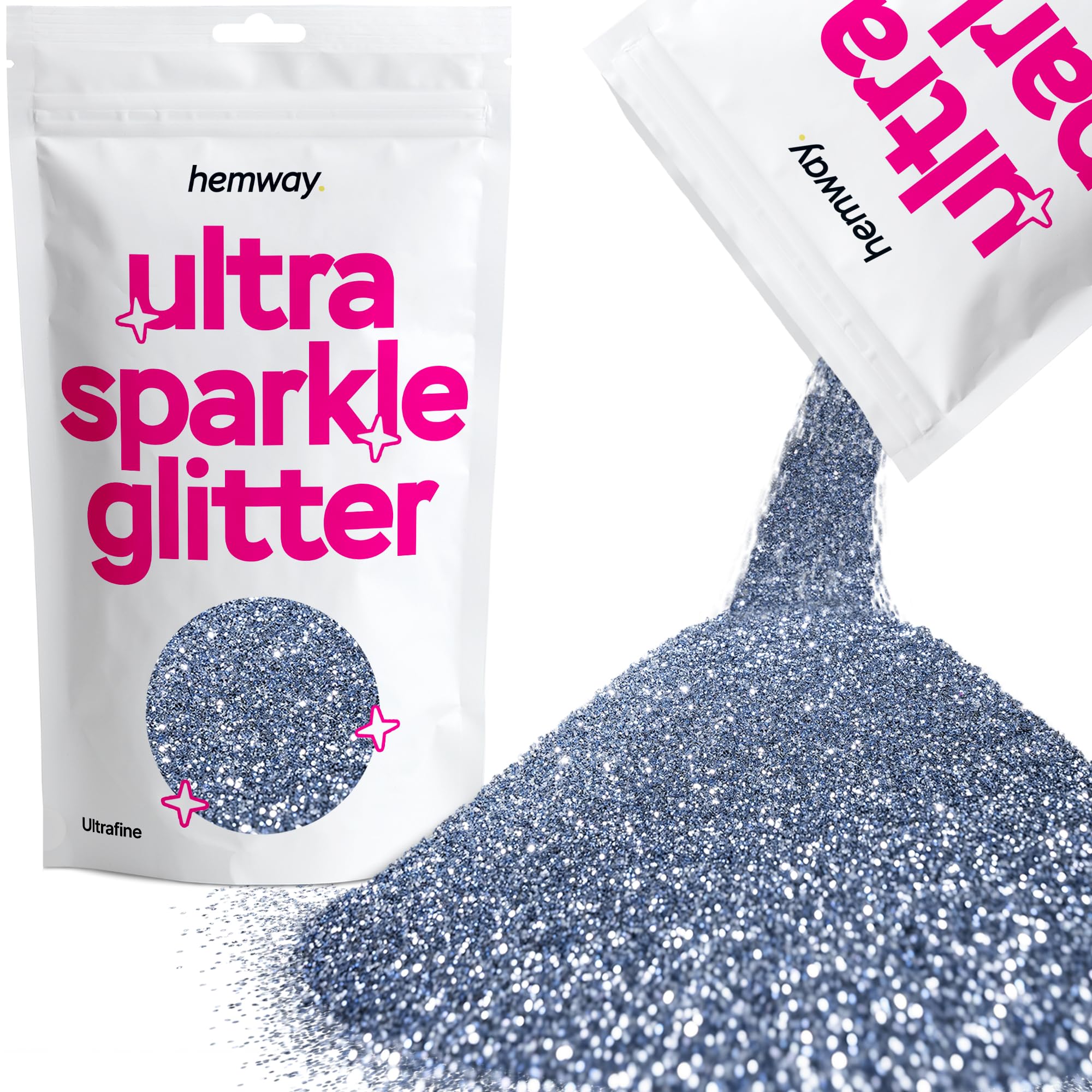Hemway Ultra Sparkle Glitter Azure Blue 100g Ultrafine | Glitter for Arts & Craft, Makeup, Nail Art, Crafting, Card Making, Sparkle Decoration