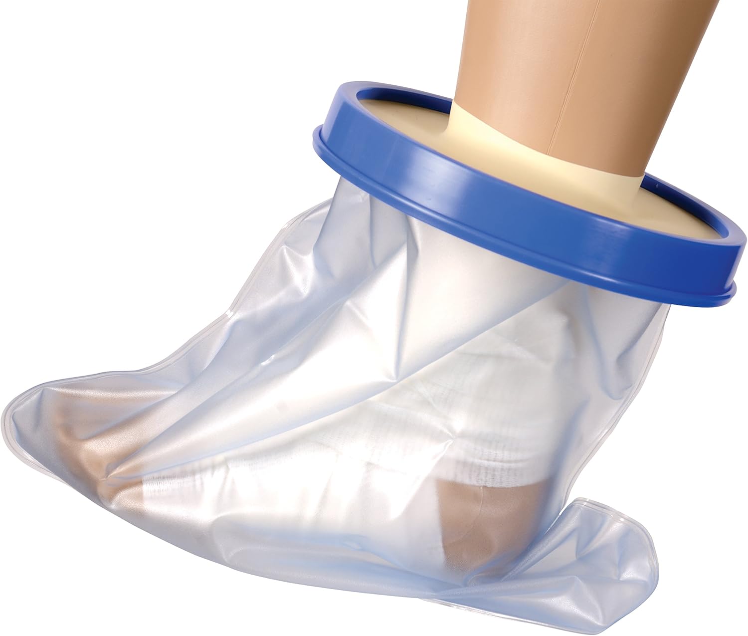Duro-Med DMI Waterproof Reusable Cast Cover, Wound Barrier & Bandage Protector for Adult Foot & Ankle Providing Watertight Seal In Showers, Baths & Pools, Fits Up To Size 13 Adult Foot, Clear: Health & Personal Care