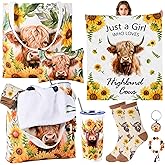 JolliKids Highland Cow Gifts for Women Highland Cow Themed Stuff with 50x60 Inch Flannel Throw Blanket 20 oz Stainless Steel Tumbler Christmas Birthday Gift Ideas for Cows Lovers
