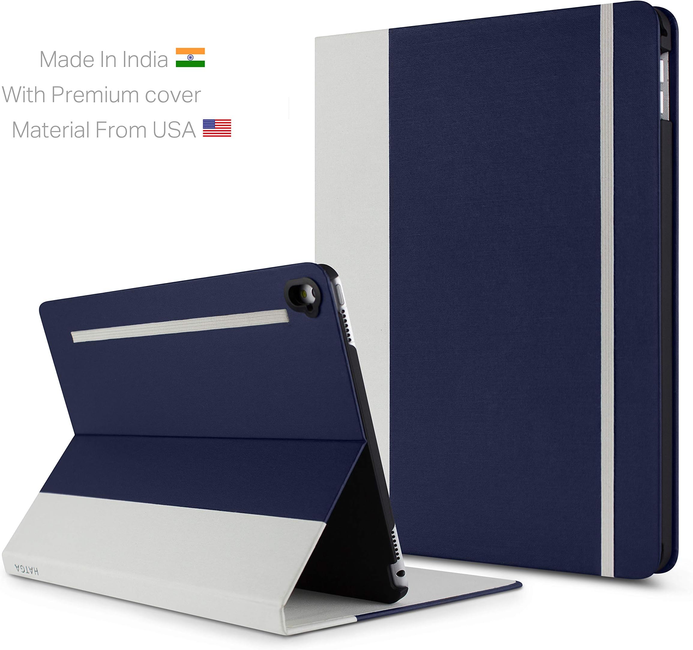 HATGA CASE iPad Pro 10.5 Case Cover [Model A1701, A1709] Navy with Sleep / Wake Function, Elastic Closure – Navy / White H1746