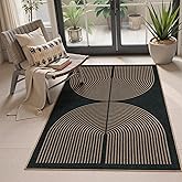 Lahome Modern Rainbow Easy Jute Outdoor Patio Rug, 3x5 Black Washable Rugs for Entryway Office Farmhouse Classroom Carpet, Contemporary Non Slip Front Door Mat for Porch Guestroom Room Decor