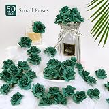 Kesote 50 Pcs Green Artificial Rose Heads 4cm Real Touch Party Decor view 2