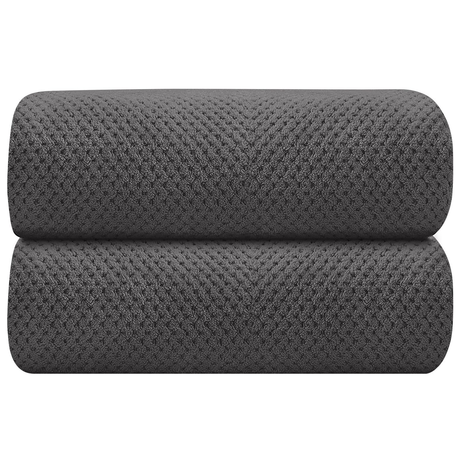 HOMEXCEL Grey Bath Towels 2 Pack, Microfiber Bathroom Towel, Super Soft Highly Absorbent Bath Towel Set, Quick Drying Towels for Sport, Yoga, SPA, Fitness