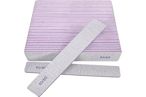 HOMEYERA 80/80 Grit Nail Files (24 Pack), Heavy Coarse Emery Boards for Acrylic Nails and Gel Nails, 80 Grits Double Sided Nail File Emory Professional Nail Filer Reusable Washable Manicure Square Gray