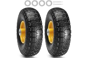 VEVOR Solid PU Run-Flat Tire Wheel, 10", 2-Pack, 400 lbs Dynamic Load, 450 lbs Static Load, Flat Free Tubeless Tires and Whee