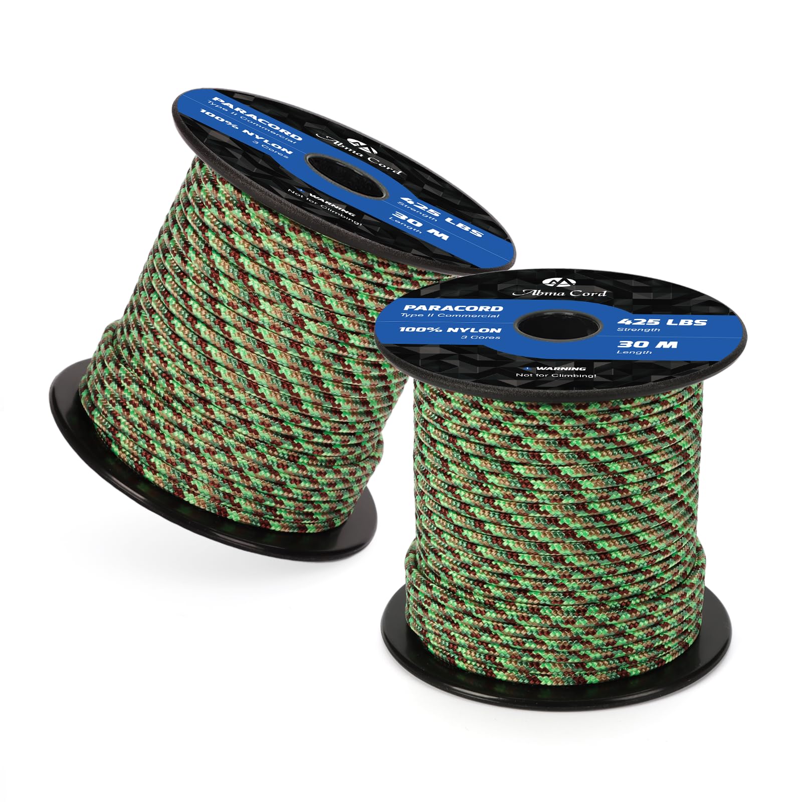 Abma Cord Paracord 425 lbs 3mm 100% Nylon 30M - Neon Green Flame