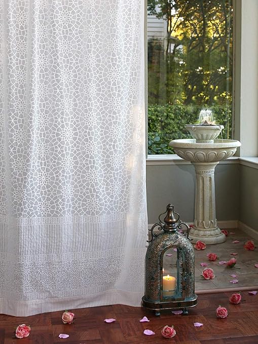 Amazon Com Saffron Marigold Royal Mansour Sheer White Curtains 46