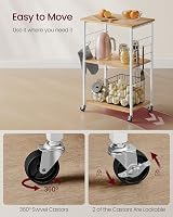 VASAGLE Kitchen Shelf on Wheels 3-Tier Trolley Golden Oak White KKS060Y09 view 4
