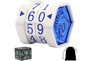 ALOBGHDC Metal MTG Life Counter Wheel Metal Magic Life Counter MTG Health Tracker MTGs Foundations with Dragon Symbol for Board Games, Cards Games, TTRPGs, Compatible with MTGs(Pearl Silver_Blue)