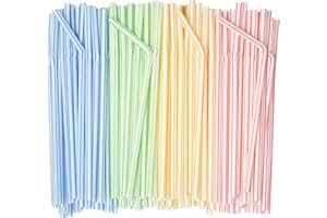 Comfy Package [400 Pack] 7.75" High Flexible Straws, Disposable Drinking Straws - Striped Assorted Colors