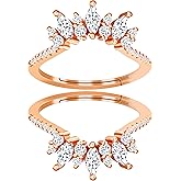 Uloveido Women's 925 Sterling Silver Marquise Cut CZ Crown Wedding Ring Guard Enhancer 2pcs Stack Rings Set Y1025