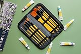 EXERZ JH024 Artist Paint Brush Set 10pcs Synthetic Hair with Travel Case view 8