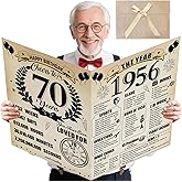 Uiorgui Large 70th Birthday Cards for Men Women, Vintage 1956 Happy 70th Birthday Greeting Card with Envelope Jumbo Seventy Guest Book Cheers to 70 Years Decorations Gifts Party Supplies