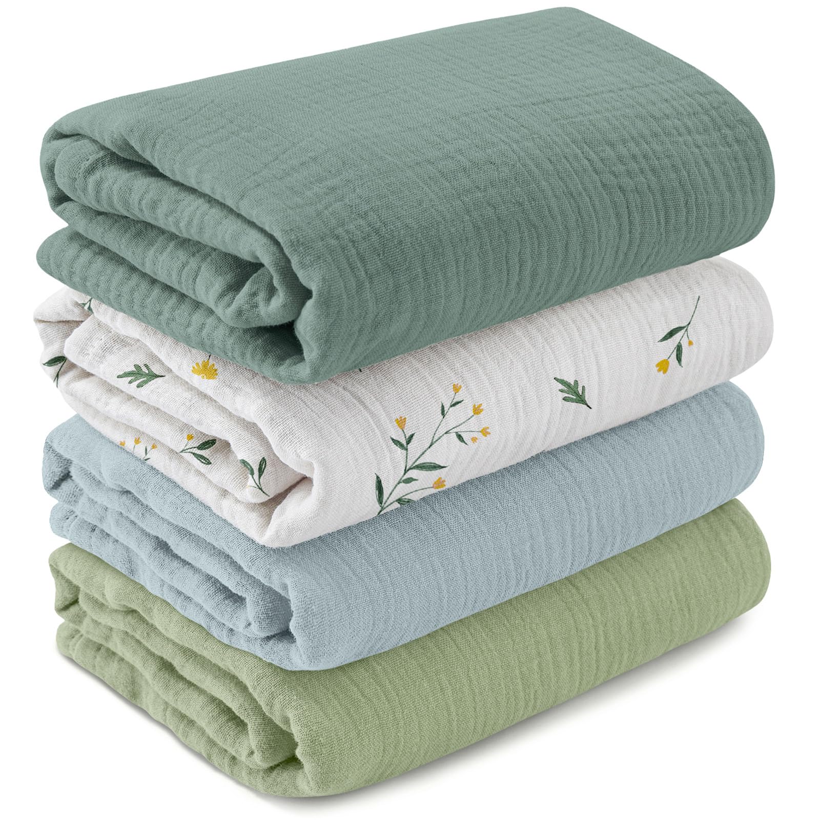 Photo 1 of GLLQUEN BABY Muslin Swaddle Blankets for Girls Boy, 4-Pack Baby Blankets for Girl Boy, Newborn Receiving Blanket, Baby Swaddle Blanket Unisex, Baby Essentials, Registry & Gift, 40 x 38 inches