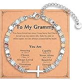 IKIATY Christian Gifts for Women Girls, Religious Cross Bracelet, Birthday Christmas Easter Baptism Confirmation First Communion Valentines Day Graduation Gifts for Her